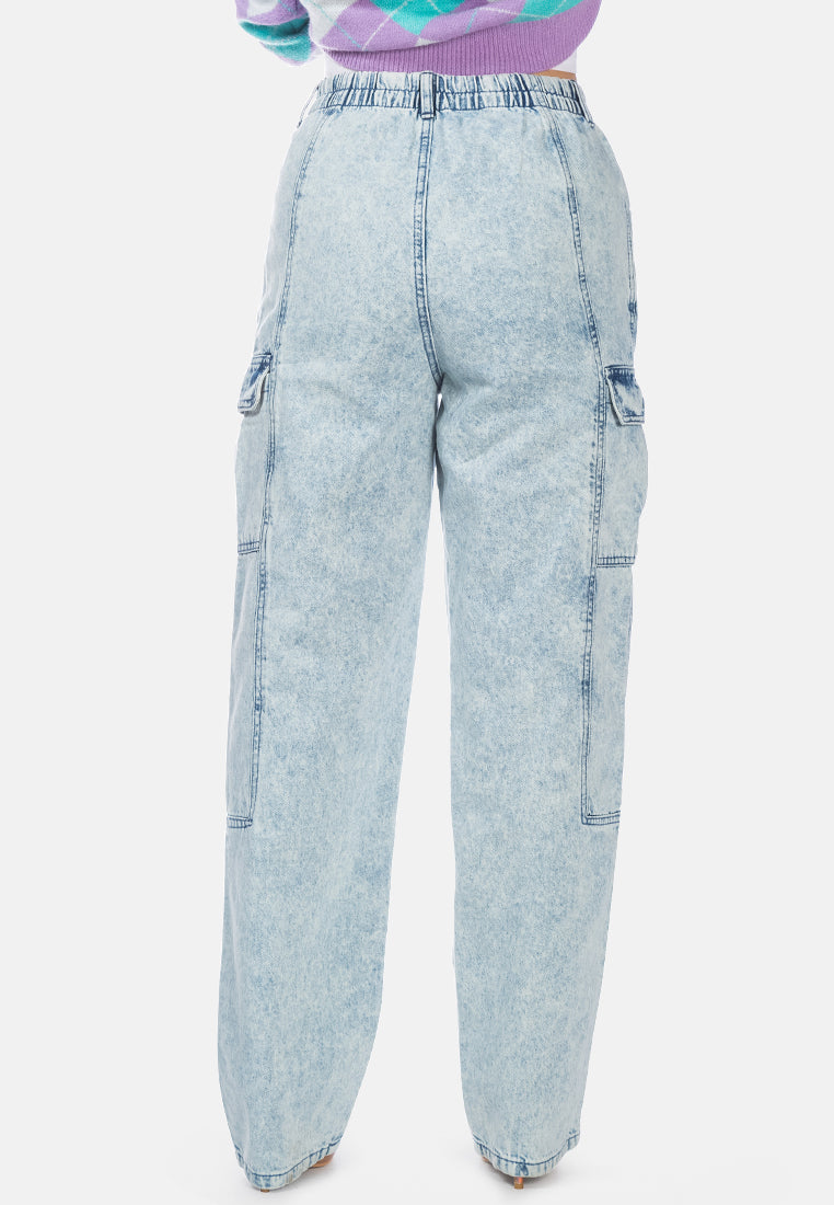 Multi Panel Washed Denim Pants