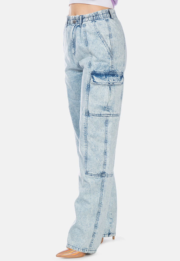 multi panel washed denim pants#color_light-blue