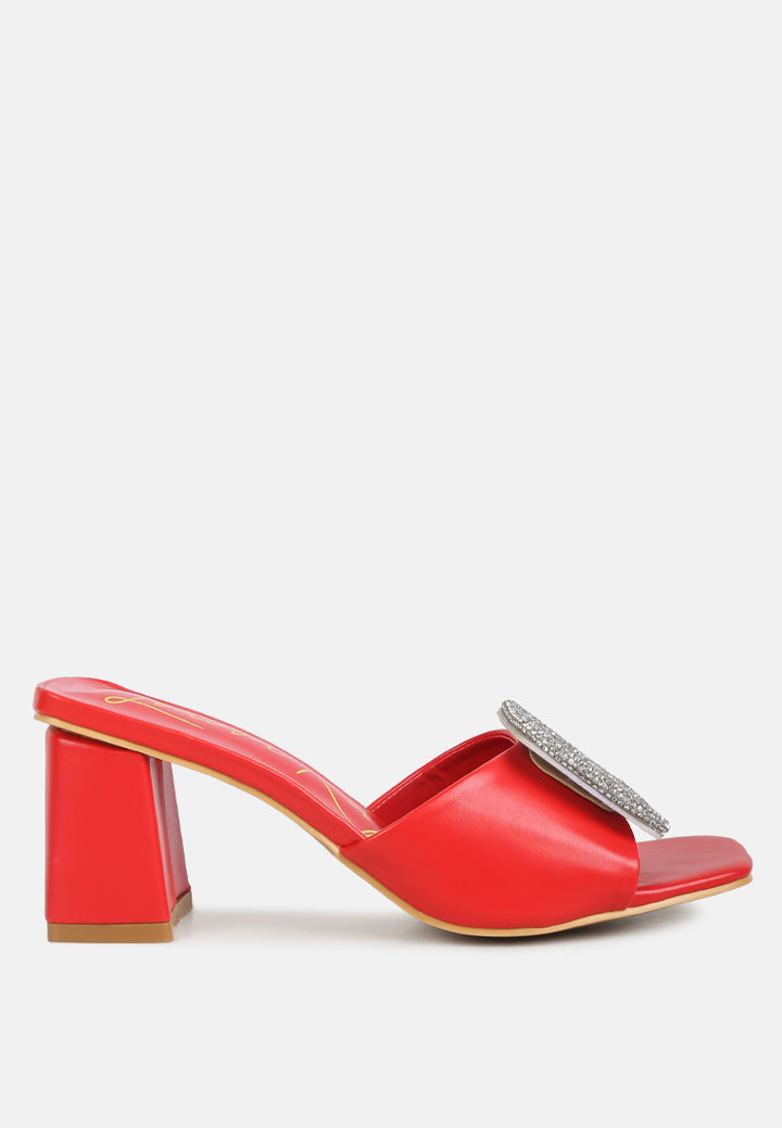 naflah rhinestone embellished slip on sandals#color_red