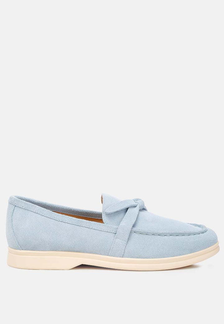 suede knot detailed loafers by ruw color_baby_blue