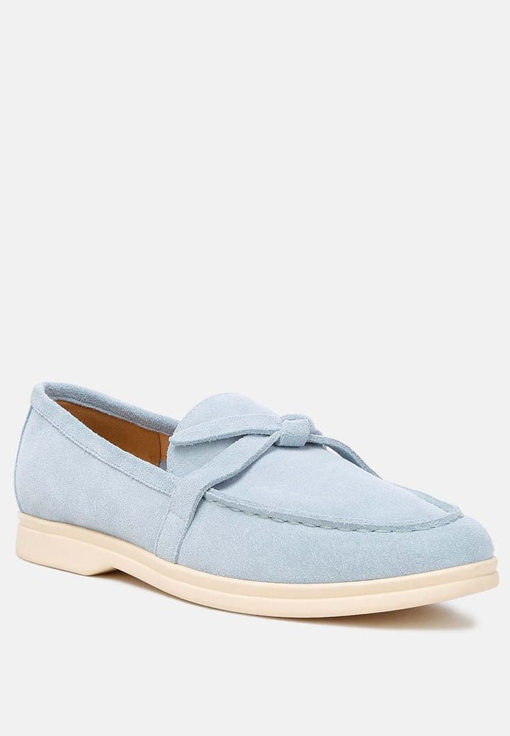 suede knot detailed loafers by ruw color_baby_blue