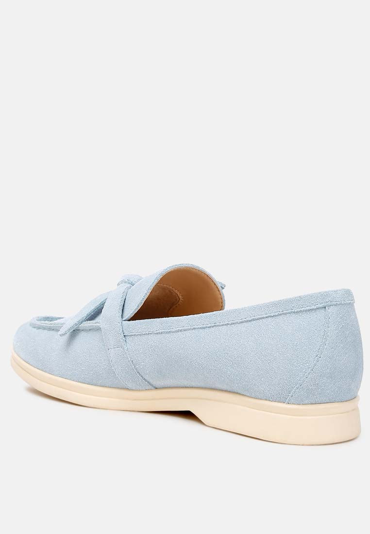 suede knot detailed loafers by ruw color_baby_blue