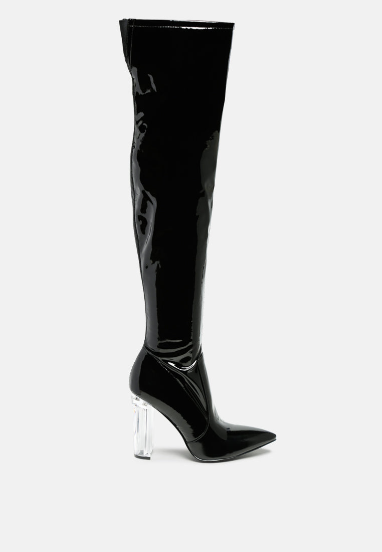 noire thigh high long boots in patent pu by ruw#color_black