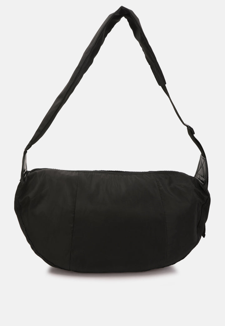 nylon hobo bag with adjustable straps#color_black