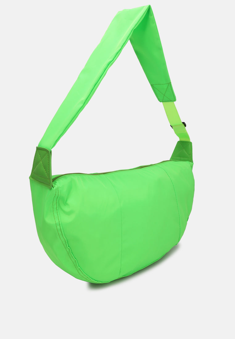 nylon hobo bag with adjustable straps#color_shiny green