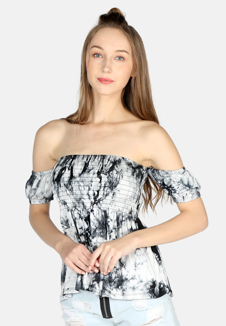 off shoulder skater top#color_black