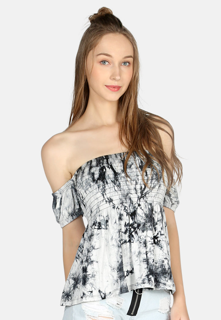 off shoulder skater top#color_black