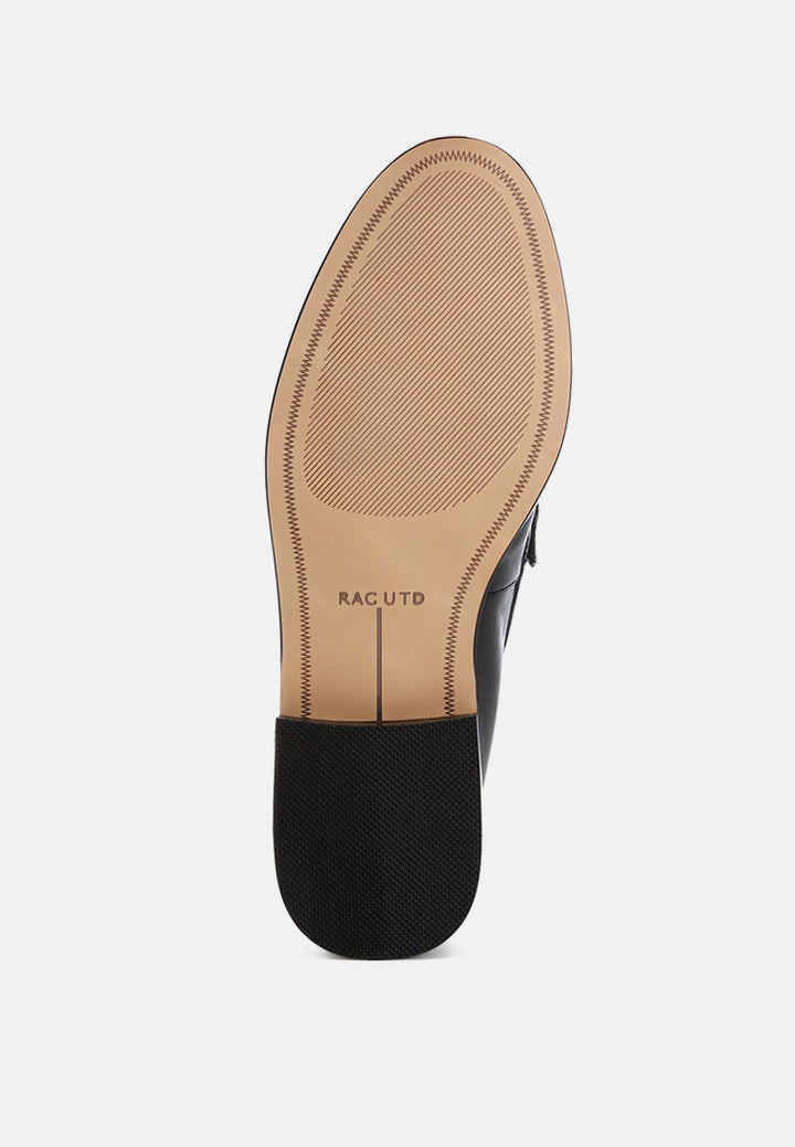 studs embellished leather loafers by ruw#color_black