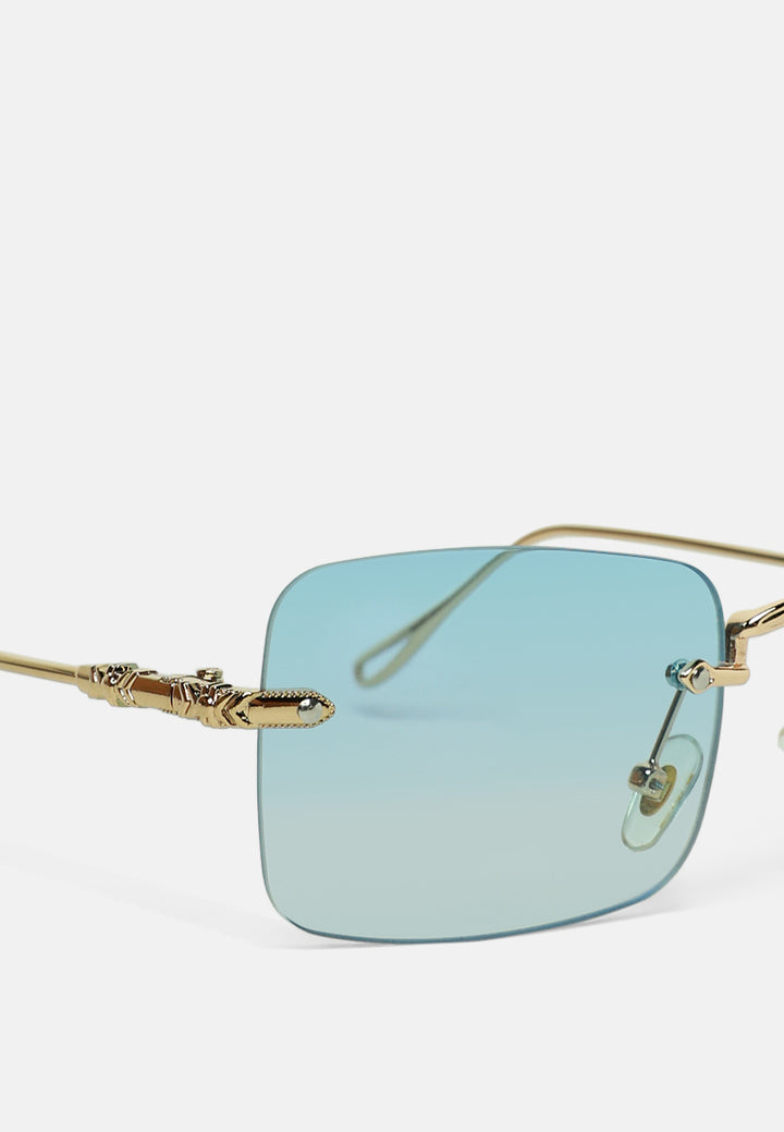 ombre tinted rimless sunglasses#color_blue