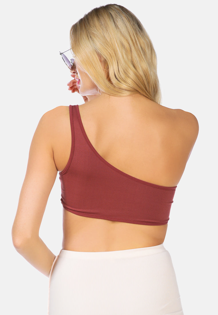 one shoulder bikini top by ruw#color_brown