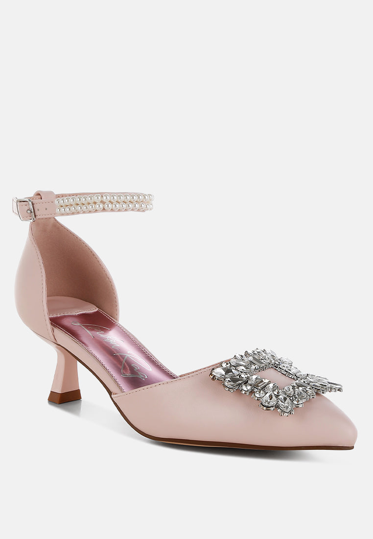 diamante brooch kitten heel sandals by ruw#color_pink