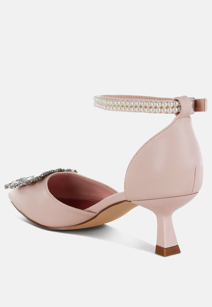 diamante brooch kitten heel sandals by ruw#color_pink