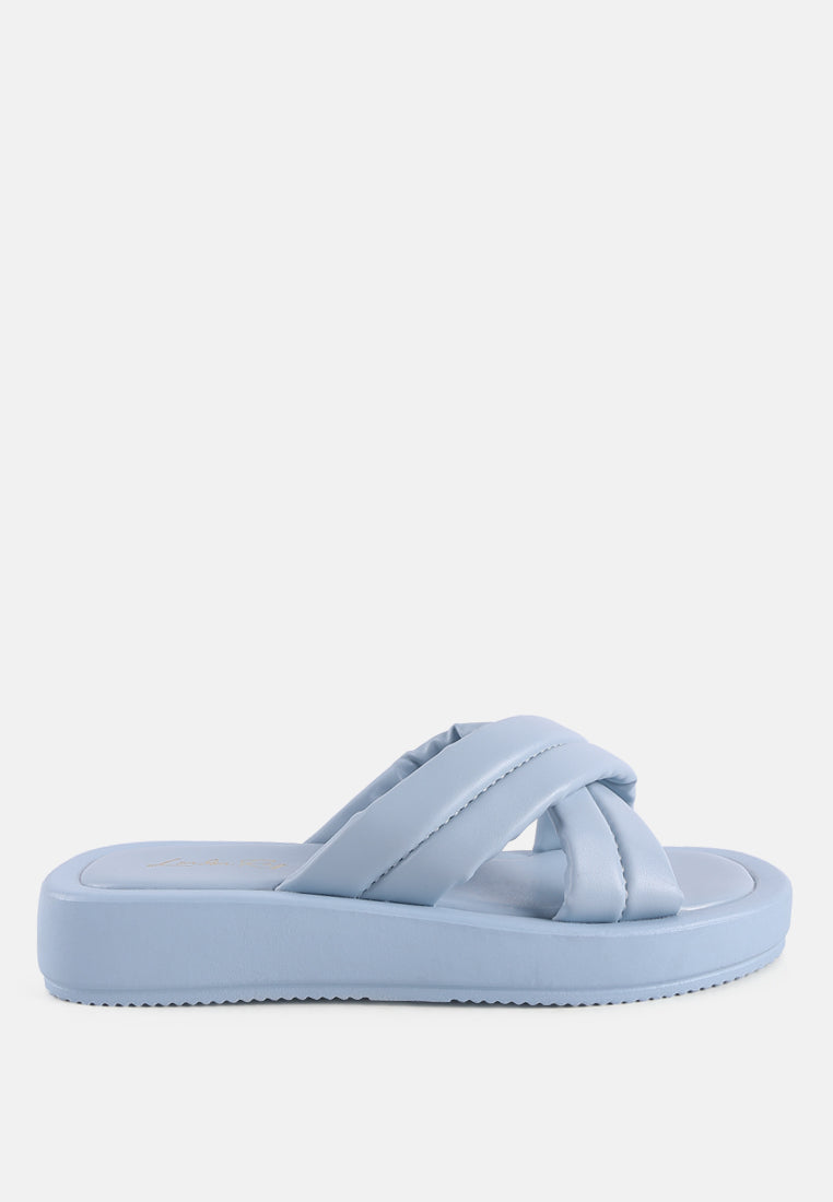 ouette quilted cross strap puffer slides#color_blue