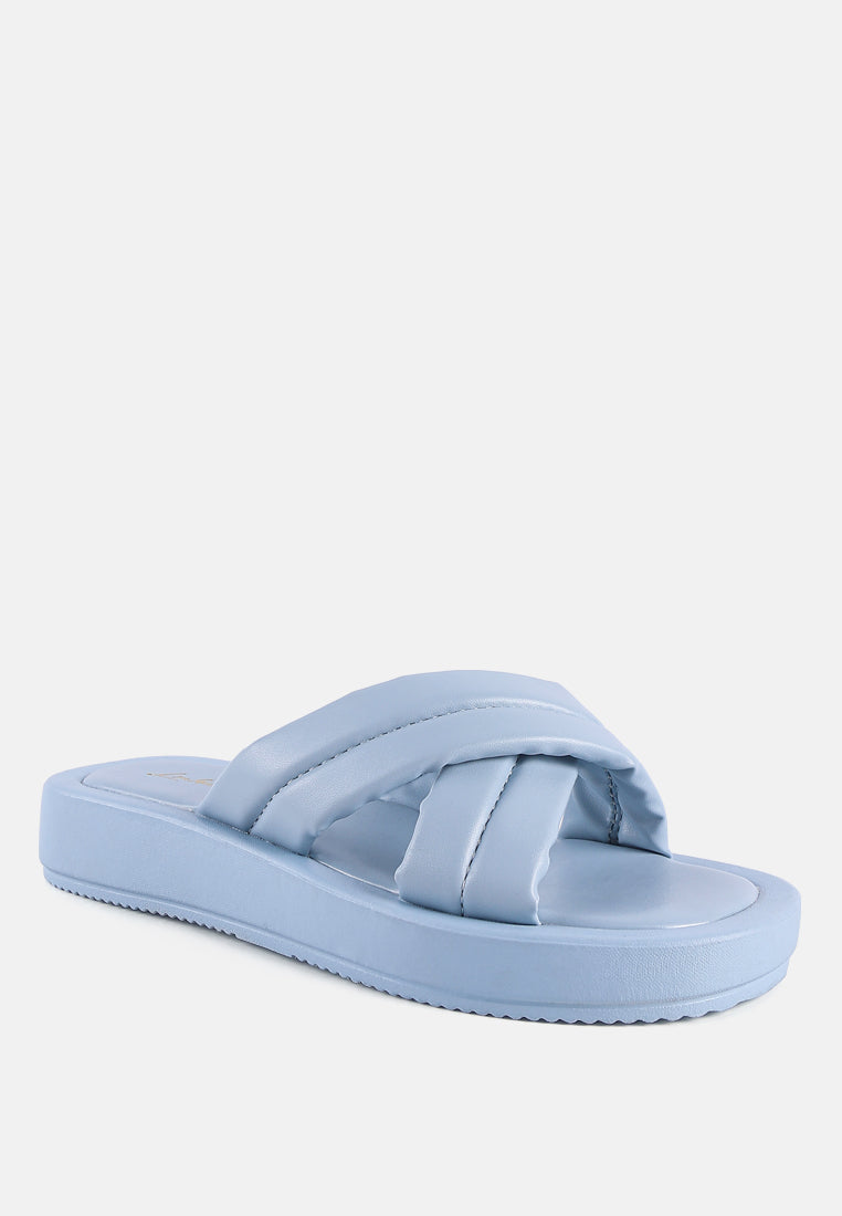 ouette quilted cross strap puffer slides#color_blue