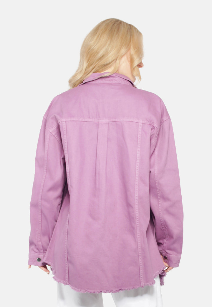 oversized long sleeve shacket#color_lilac