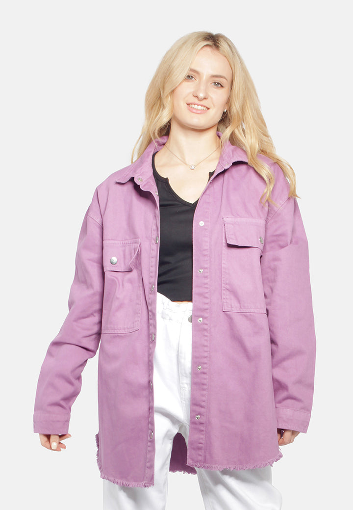 oversized long sleeve shacket#color_lilac