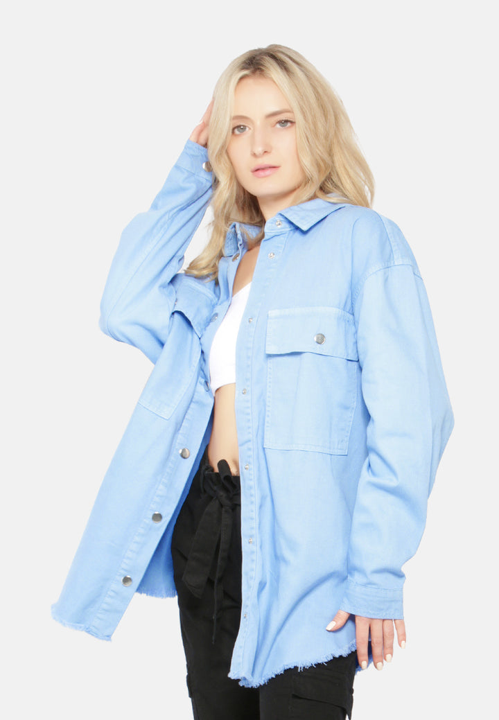 oversized long sleeve shacket#color_sky-blue