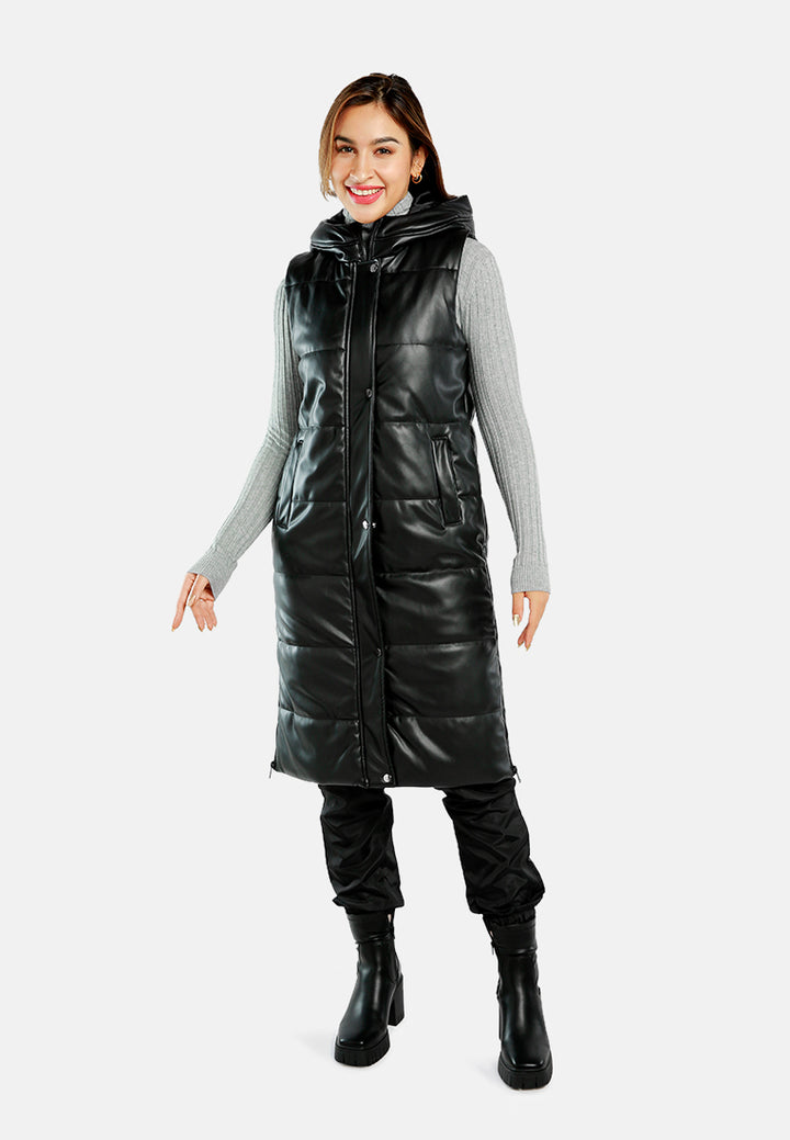 oversized quilted puffer sleeveless jacket#color_black