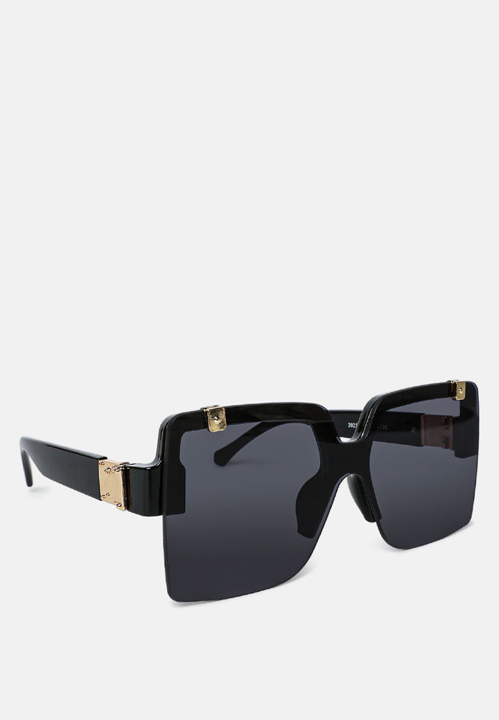 oversized half rim tinted square sunglasses#color_black