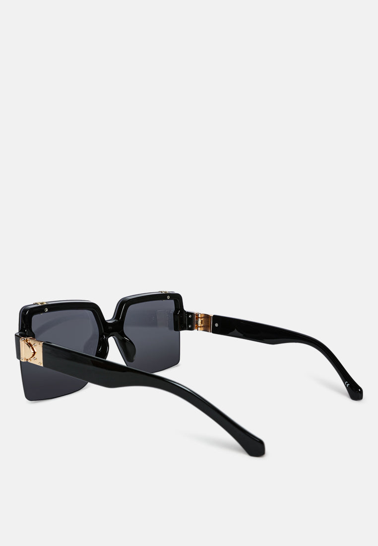 oversized half rim tinted square sunglasses#color_black