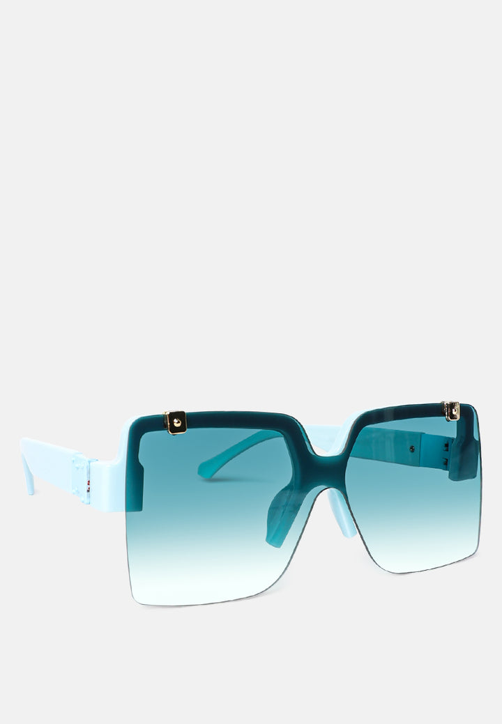 oversized half rim tinted square sunglasses#color_blue