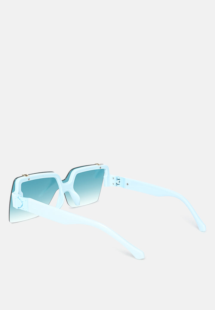 oversized half rim tinted square sunglasses#color_blue