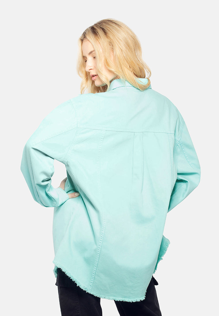 oversized long sleeve shacket#color_mint