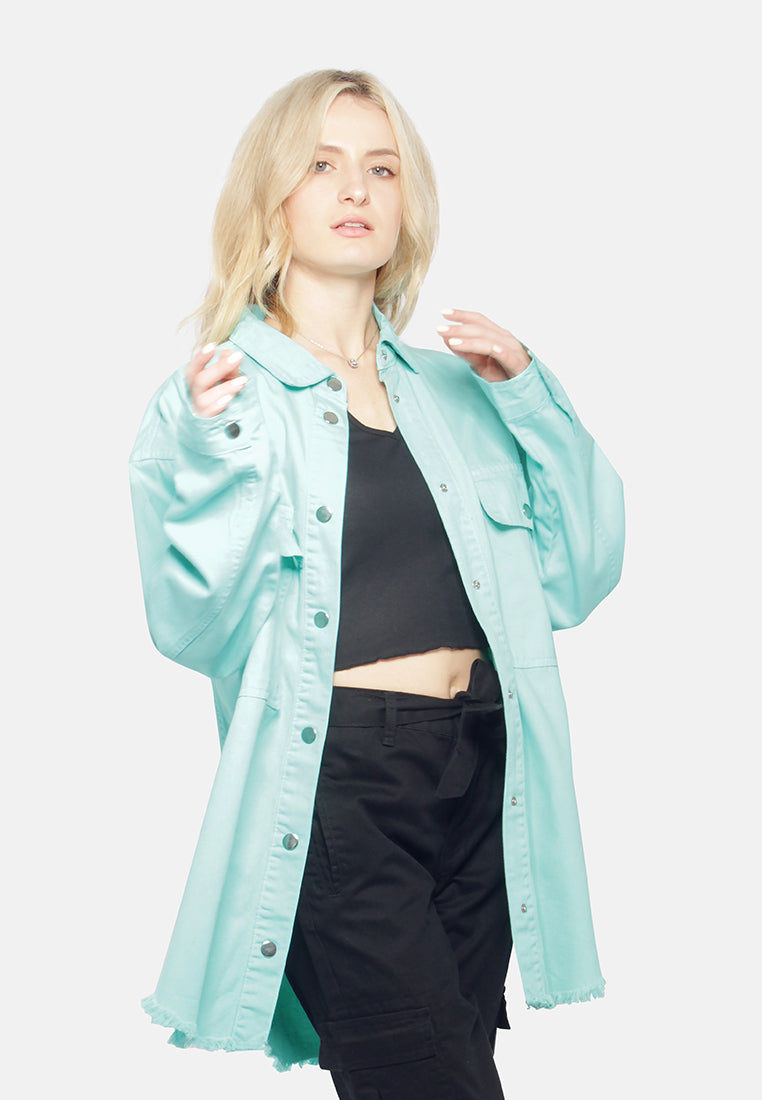 oversized long sleeve shacket#color_mint