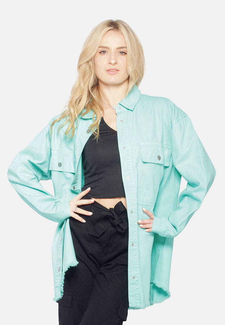 oversized long sleeve shacket#color_mint