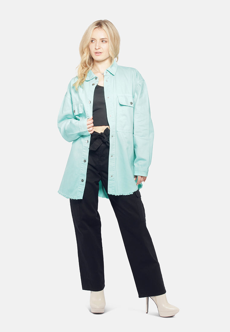 oversized long sleeve shacket#color_mint