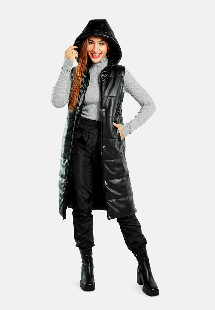 oversized quilted puffer sleeveless jacket#color_black