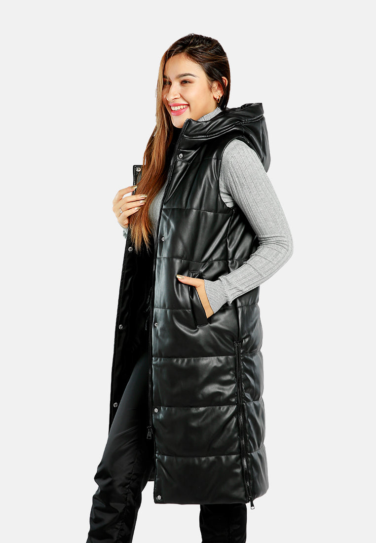 oversized quilted puffer sleeveless jacket#color_black