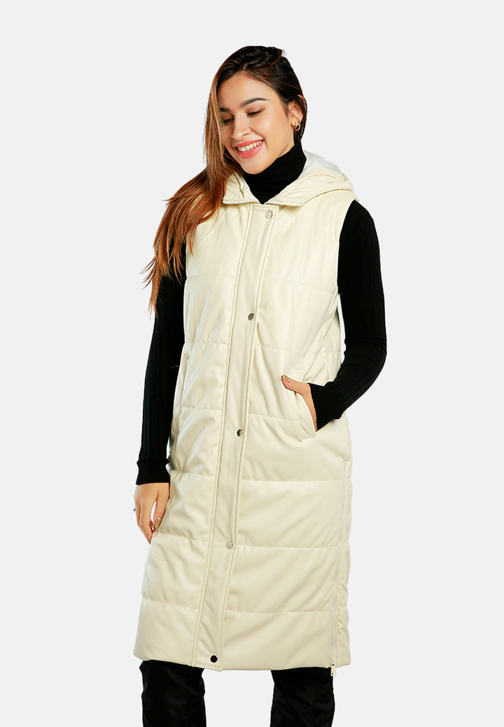 oversized quilted puffer sleeveless jacket#color_cream