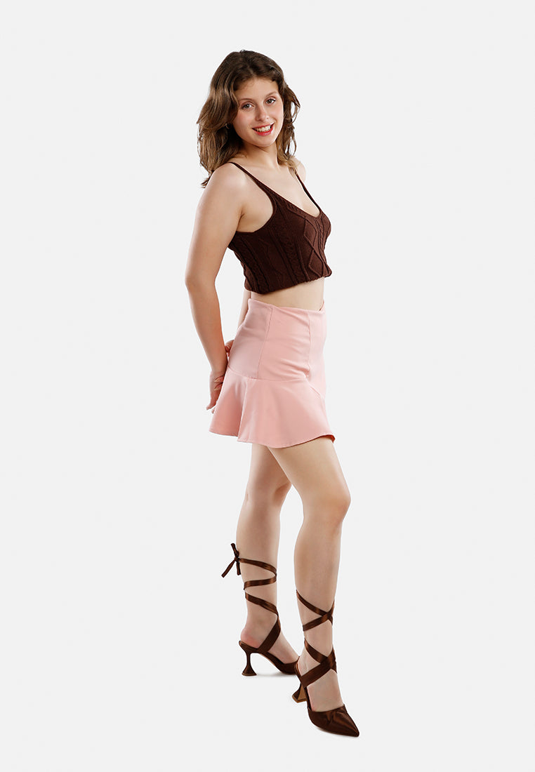 panelled flared mini skirt by ruw#color_pink