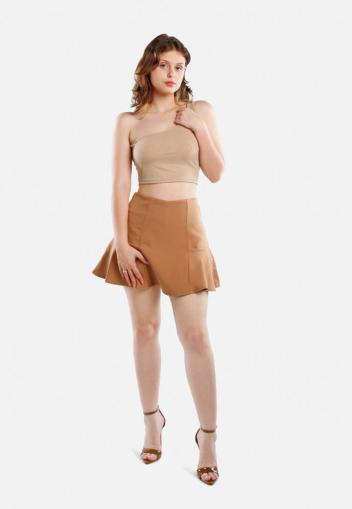 panelled flared mini skirt by ruw#color_camel