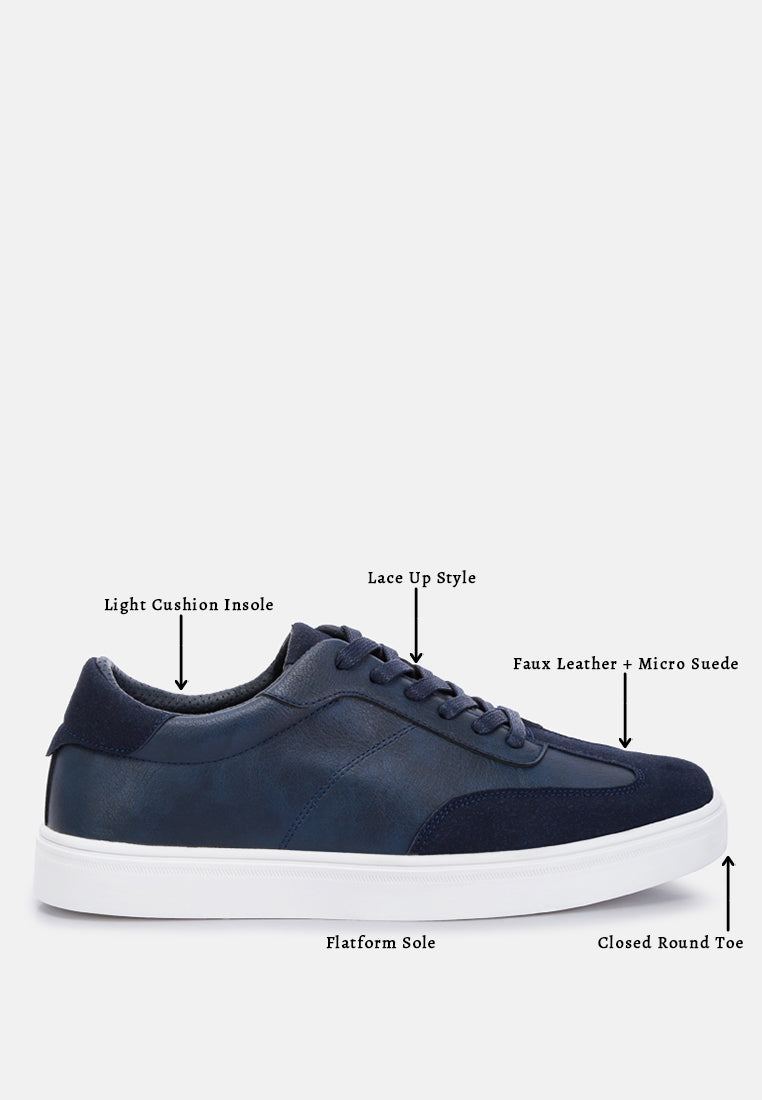 contrasting sole men's sneakers by ruw#color_navy