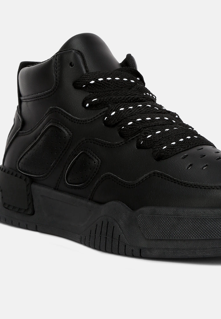 panelling detail ankle length sneakers#color_black