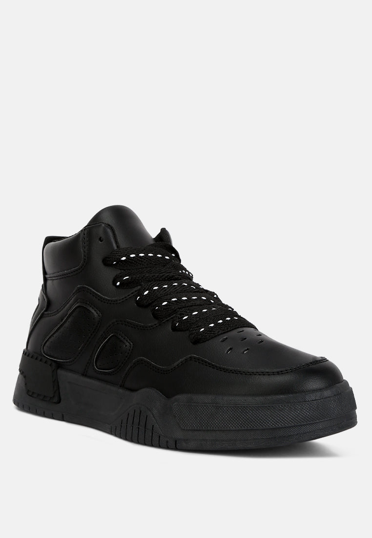 panelling detail ankle length sneakers#color_black