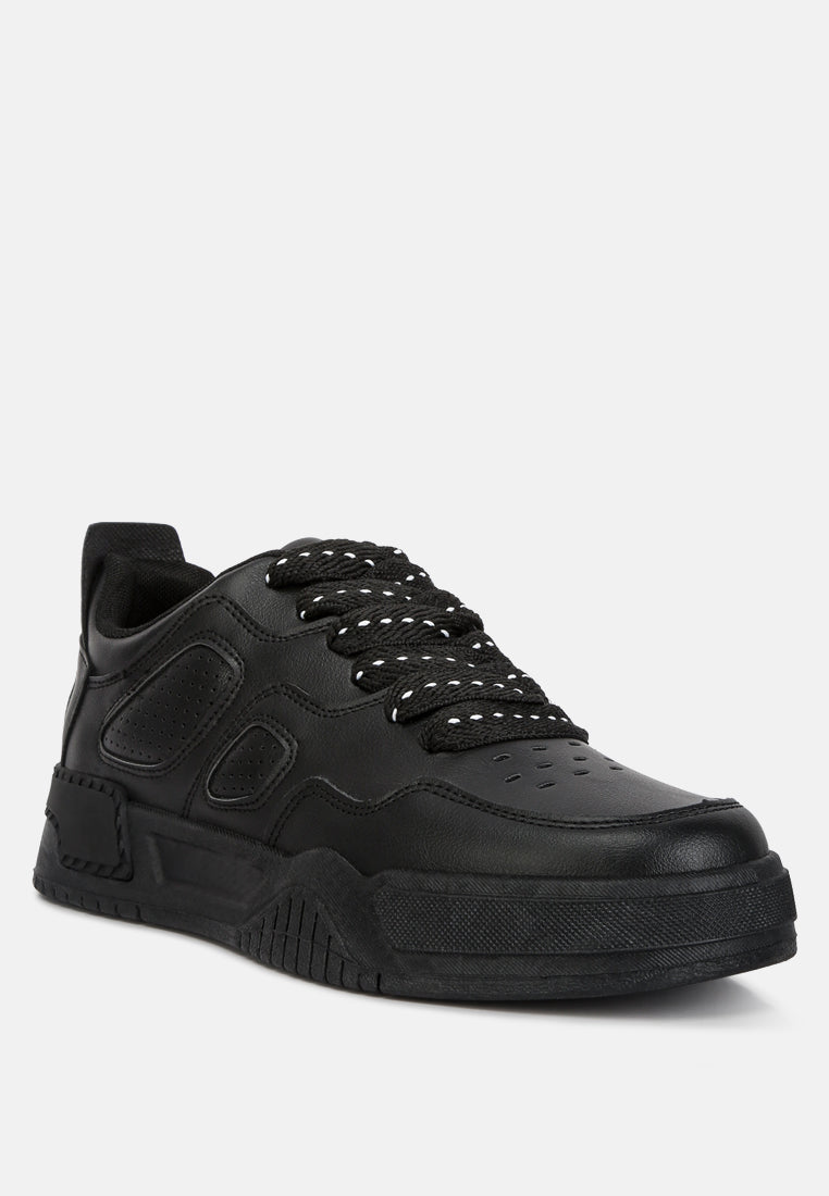 panelling detail flatform sneakers#color_black