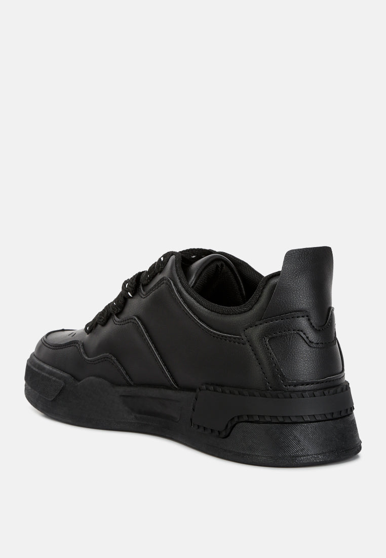 panelling detail flatform sneakers#color_black