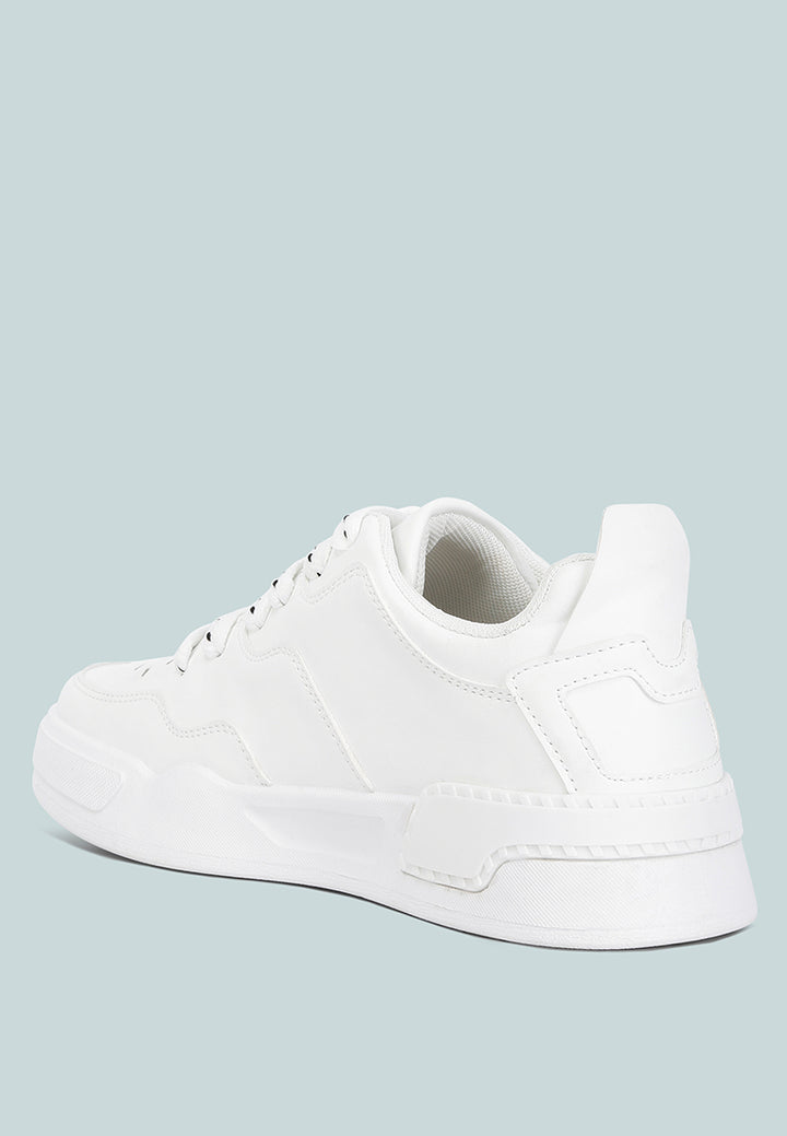 panelling detail flatform sneakers#color_white