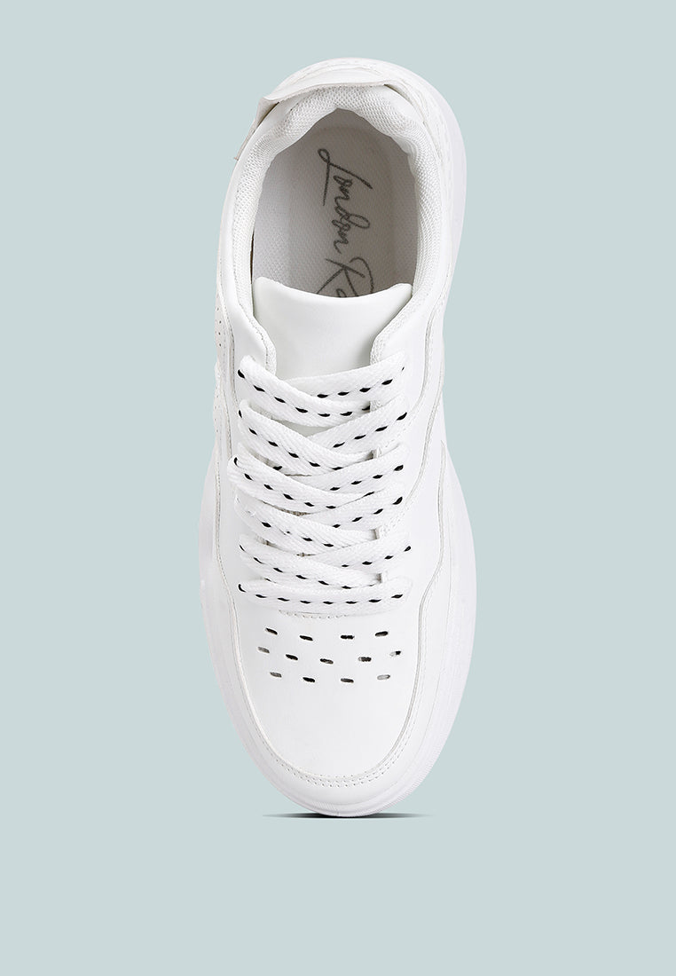 panelling detail flatform sneakers#color_white