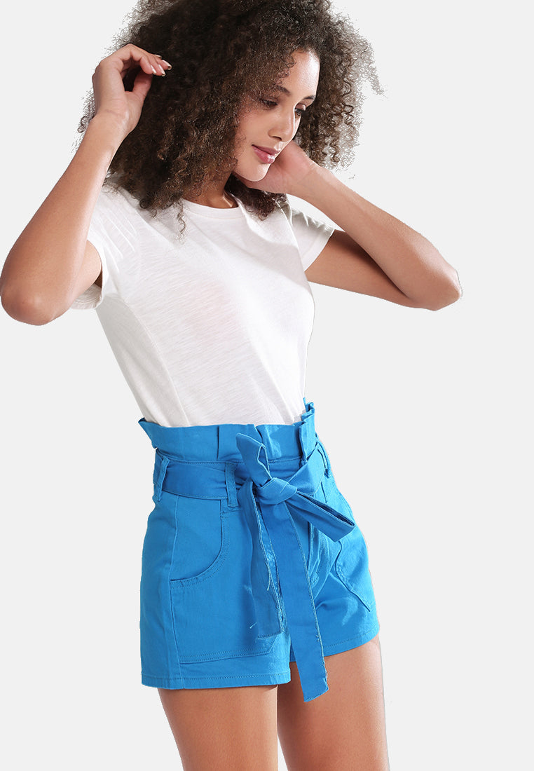 paper bag shorts#color_blue