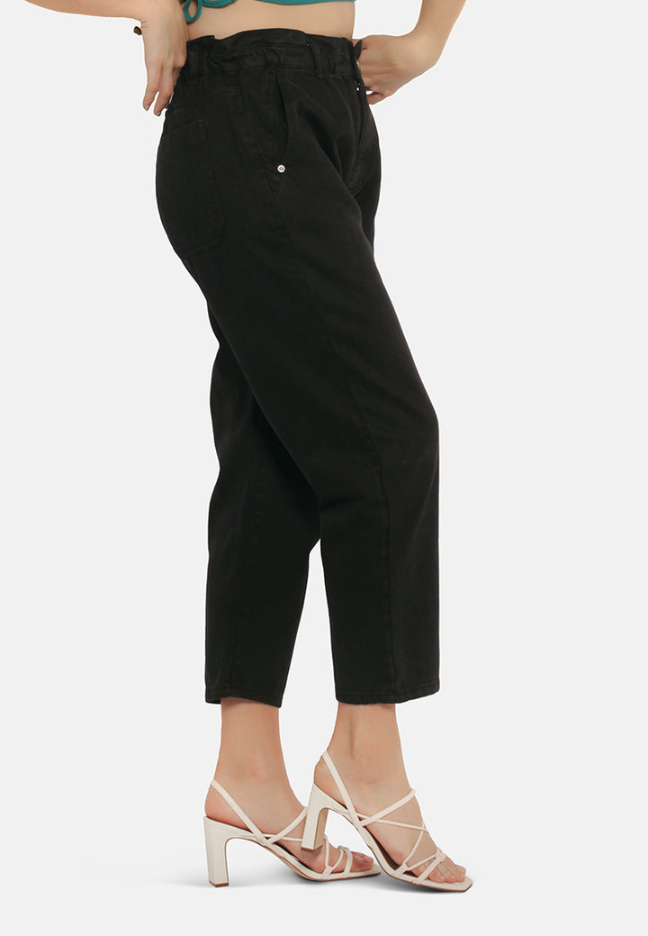 paper bag waist pants#color_black