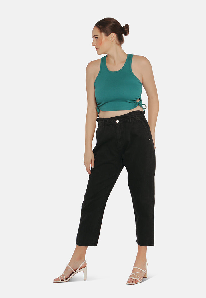 paper bag waist pants#color_black