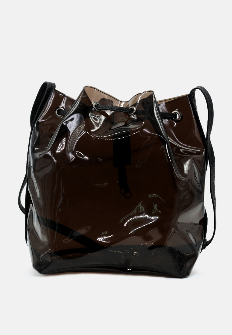 patent bucket bag#color_black