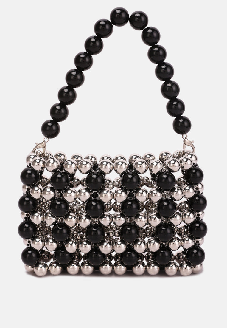 pearl beaded sling bag#color_black