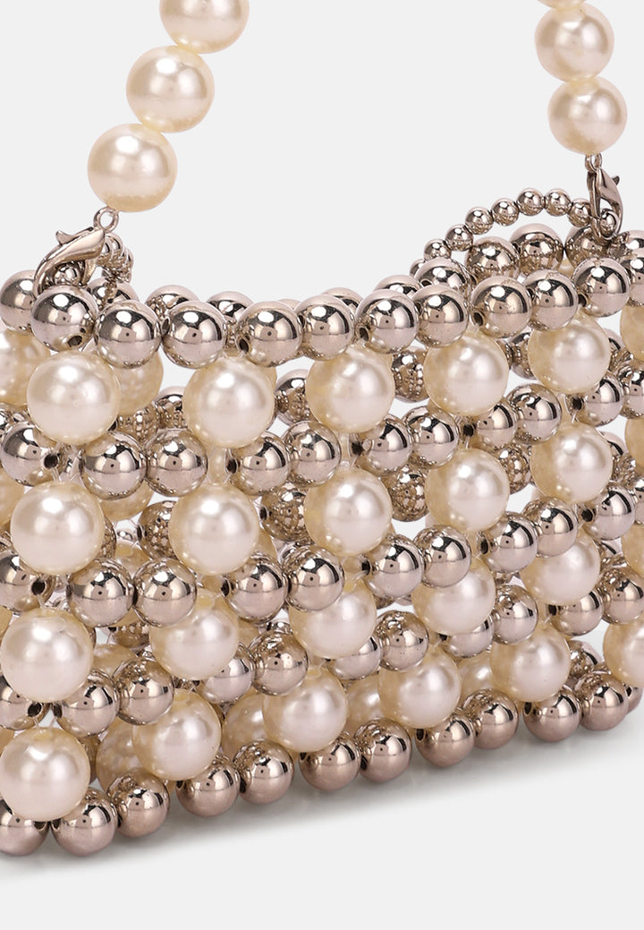 pearl beaded sling bag#color_white