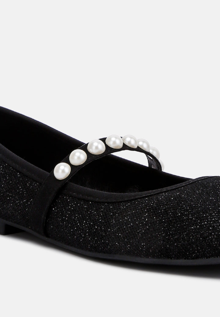 pearl embellished ballerina flats by ruw#color_black