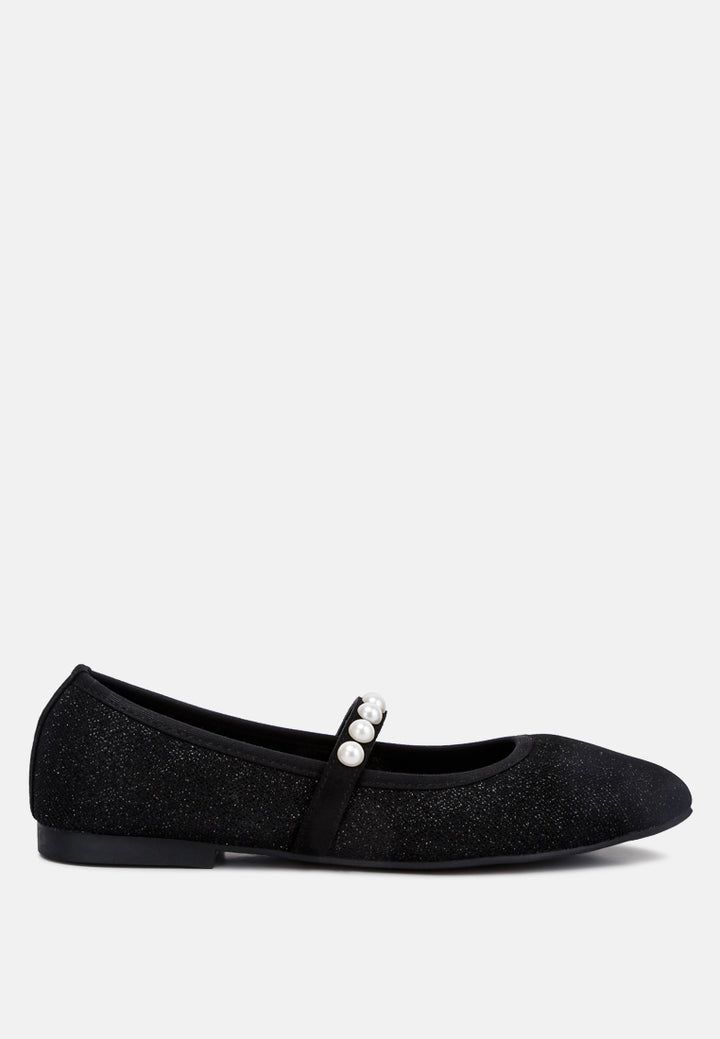 pearl embellished ballerina flats by ruw#color_black